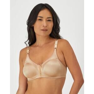Bali Womens 38B Nude Satin Double Support Wireless Bra Full Coverage Sexy J5-3